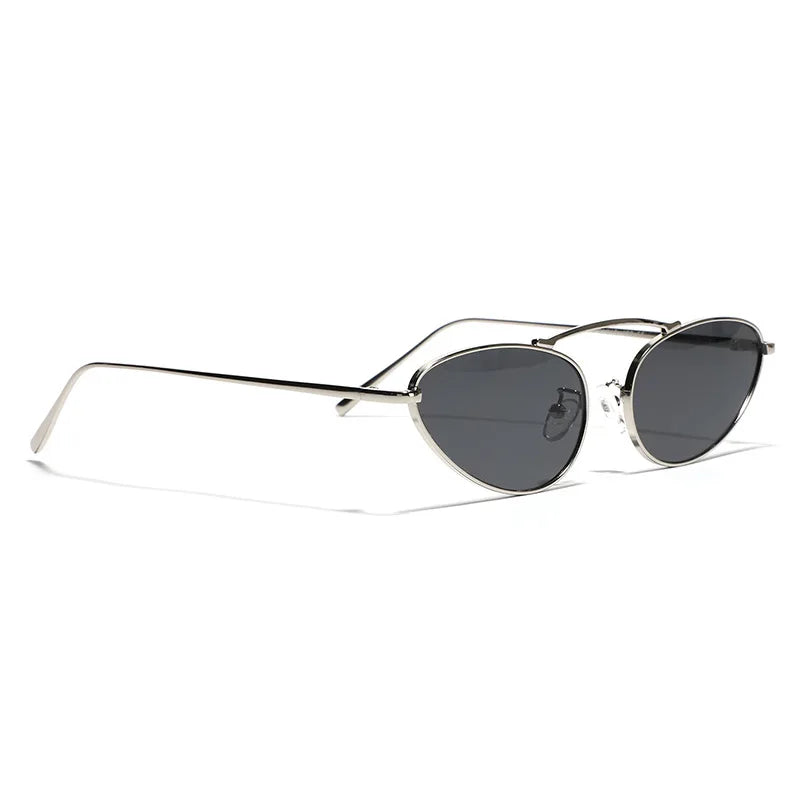 Luxury Brand Cat Eye Sunglasses Women 2025 Fashion Unique Small Oval Sun Glasses Trendy Metal Frame Cool Triangle Eyewear UV400