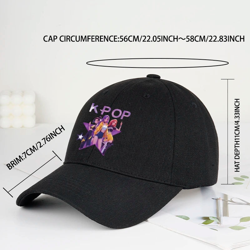 K-POP Cartoon Girl Group Star Print Soft-Peak Baseball Cap - Unisex Casual Retro Adjustable Dad Cap - Y2K Sun Hat
