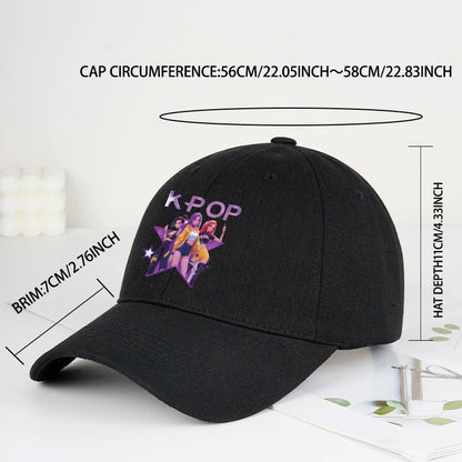 K-POP Cartoon Girl Group Star Print Soft-Peak Baseball Cap - Unisex Casual Retro Adjustable Dad Cap - Y2K Sun Hat
