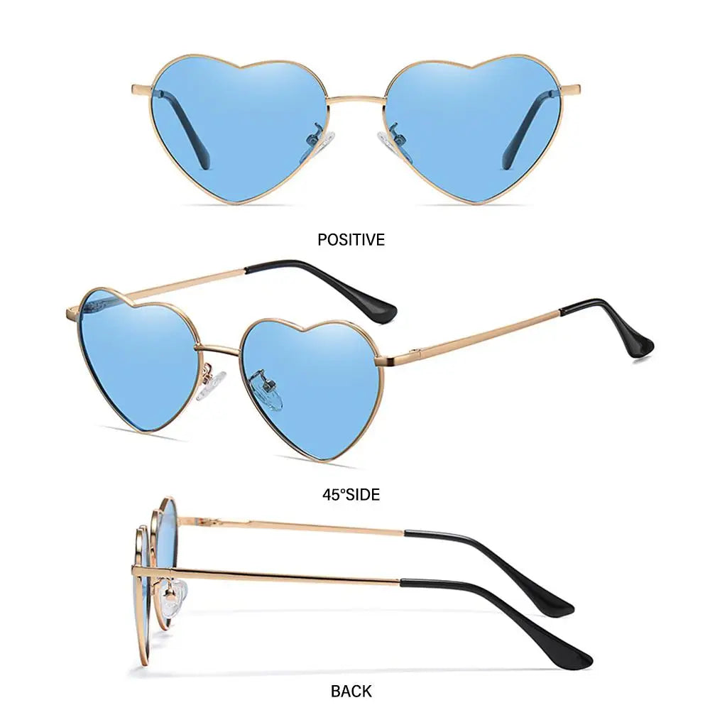 Heart-Shaped Sunglasses Heart Sun Glasses Shades Vintage 90s Glasses UV400 Protection Metal Frame Sunglasses Fancy Accessories