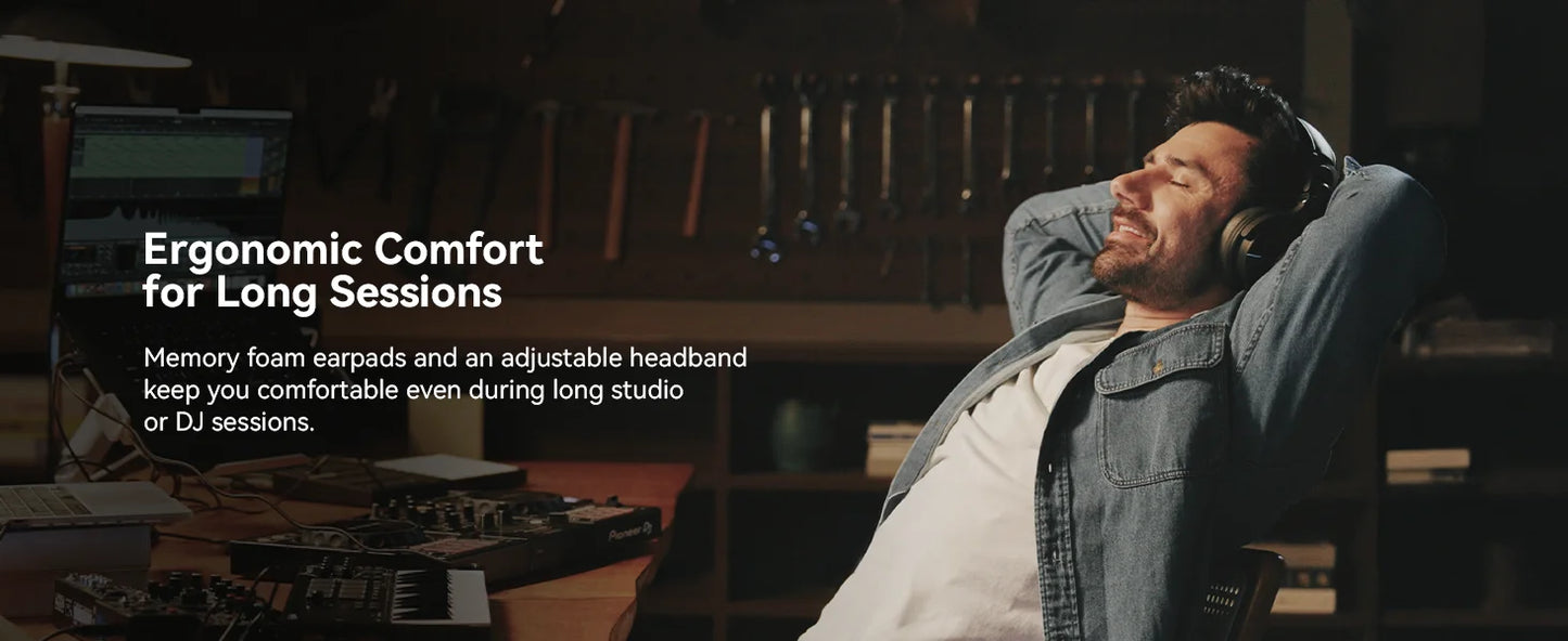 Auscultadores DJ Sem Fios OneOdio Studio Max Bluetooth 6.0 – Latência Ultrabaixa de 9ms, Headset Over-Ear de Monitorização de Estúdio Hi-Res LDAC com Microfone