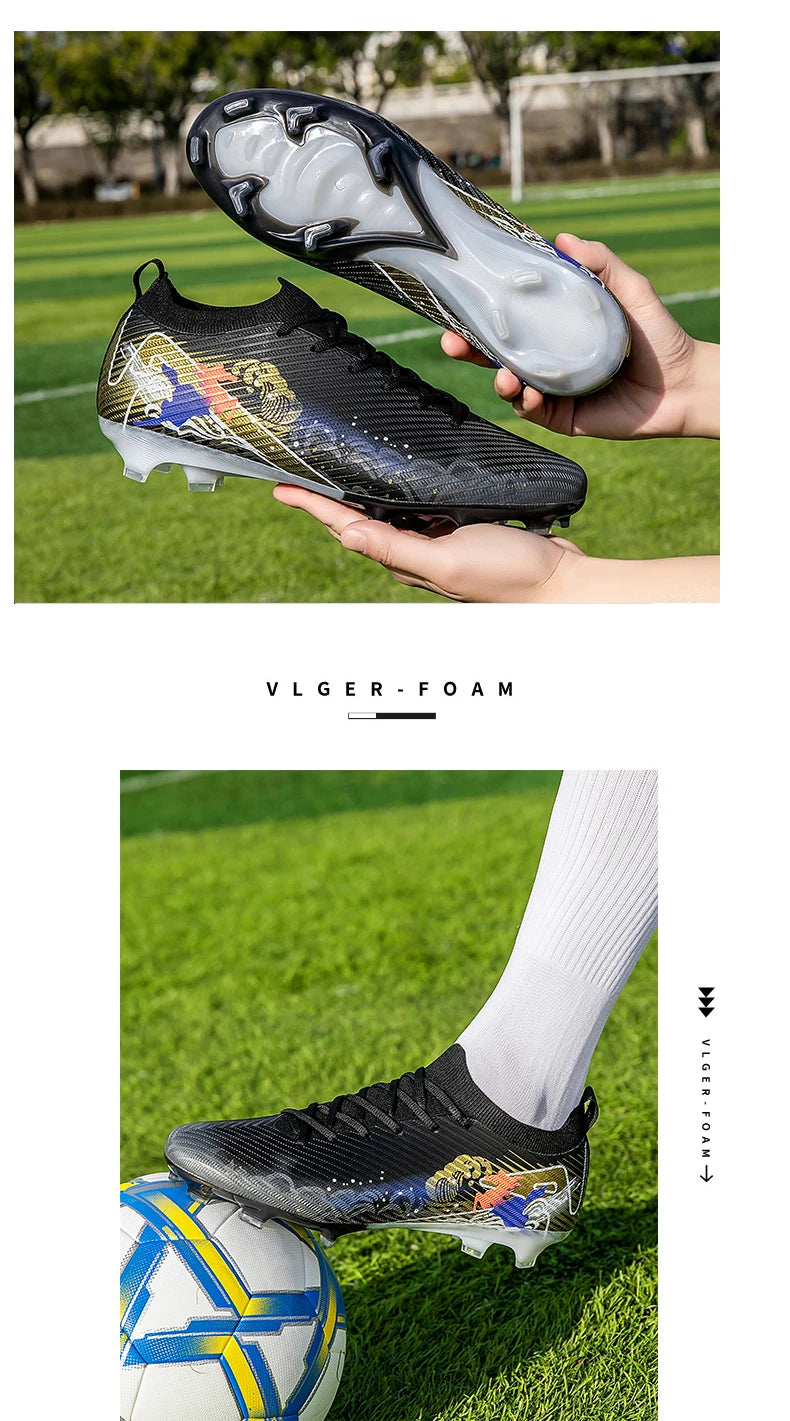 New Men Football Boots Cleats Non-Slip Match Ultralight Soccer FG Training Shoes Soccer Shoes Long Spikes Outdoor Drop Shipping