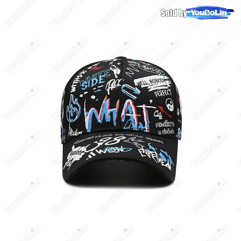 Graffiti Baseball Cap for Men Women – Cotton Adjustable Hat Street Style Snapback