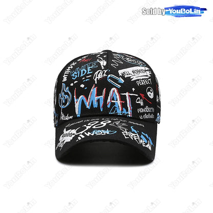 Graffiti Baseball Cap for Men Women – Cotton Adjustable Hat Street Style Snapback
