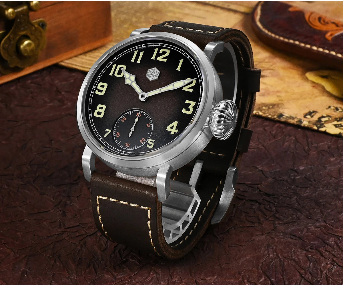San Martin Fashion Men's Watch 40mm Pilot Automatic Mechanical YN55 PT5000 SW200 Stainless Steel Luminous Waterproof 100m