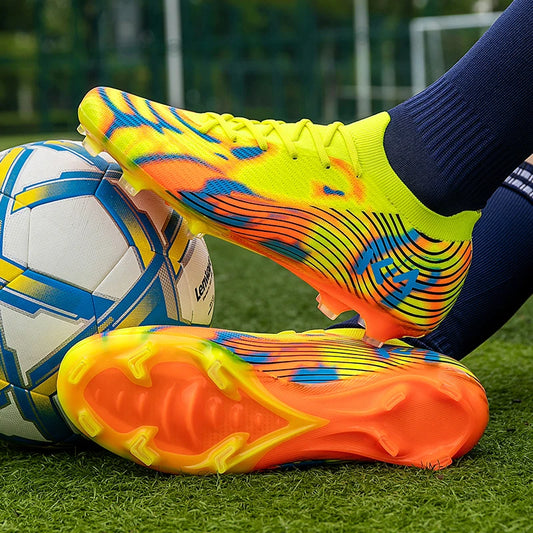 Nuove scarpe da calcio da uomo per partita outdoor, sneakers con tacchetti per erba, scarpe da football bestseller antiscivolo per ragazzi, alta qualità, alte e leggere