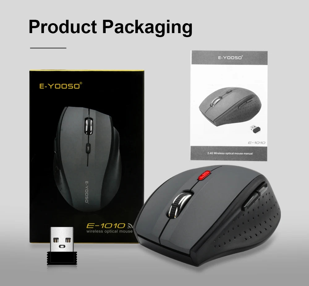 E-YOOSO E-1010 USB 2.4G Wireless Gaming office Mouse 2400 DPI optical Game Mice ergonomic for laptop PC computer