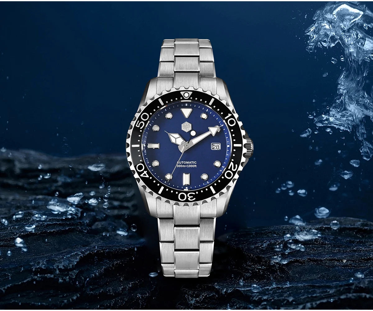 San Martin New 40mm Diver Watch YN55 Enamel Dial Classic Luxury Men Automatic Mechanical Watches Sapphire Waterproof 300m SN0009