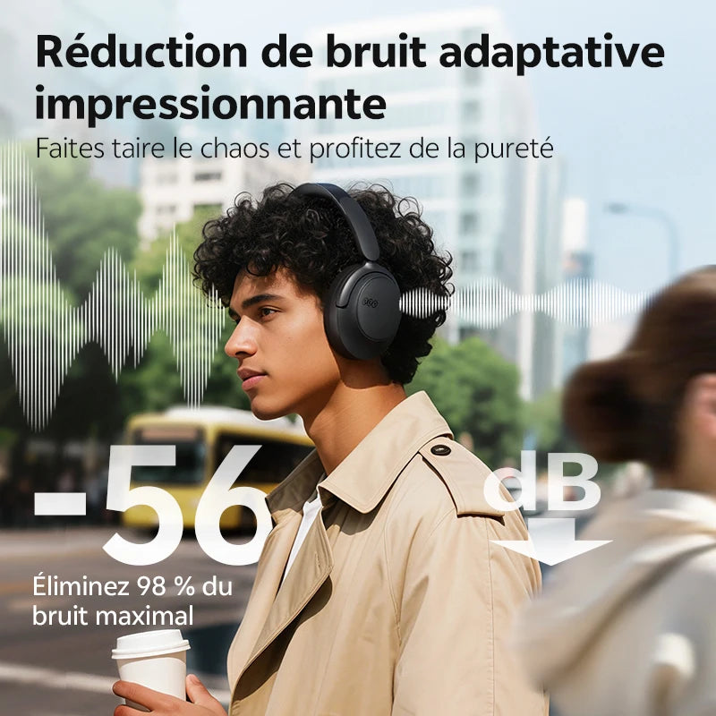 QCY H3S -56dB Adaptive ANC Over Ear Bluetooth 6.0 Headphones – Hi-Res LDAC Wireless Headset, 102H Battery, Dual Driver Spatial Sound