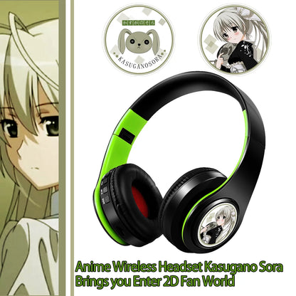 Demon Slayer Kamado Tanjirou Anime Bluetooth Headphones – Wireless Gaming Headset with Mic, TF Card Support, Deep Bass Anime Earphones V5.0