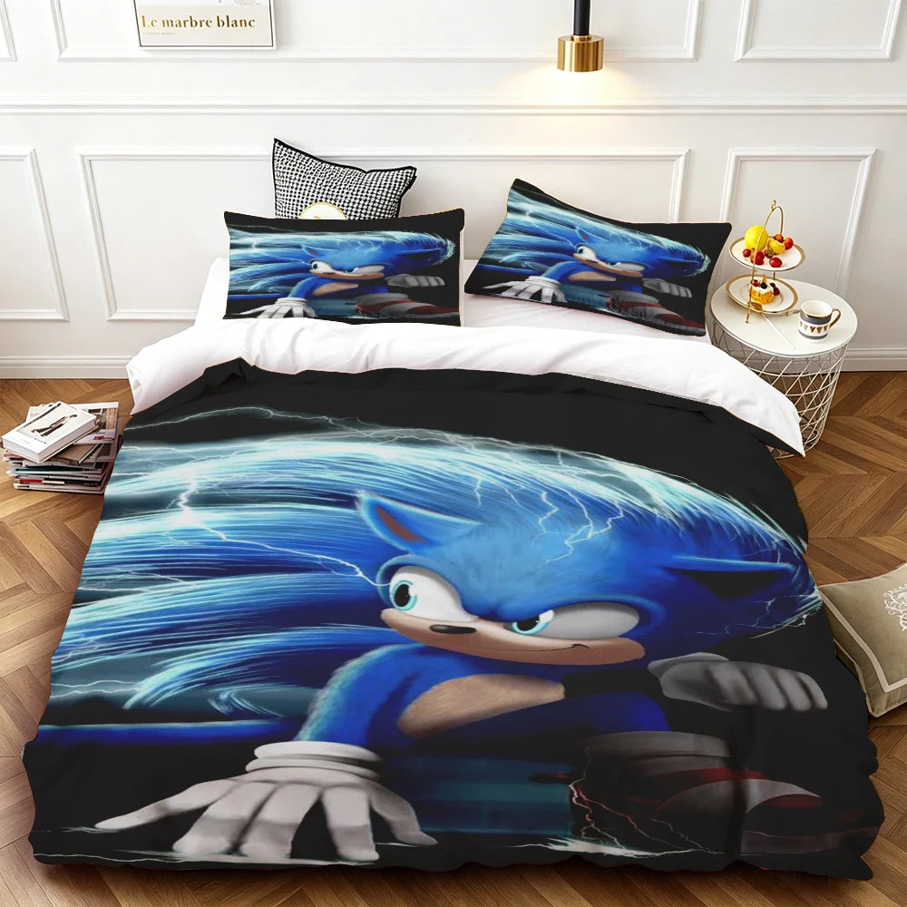 Sonic Duvet Cover for Kids Cool Bedding Set, Duvet Cover for Bedroom Decor Soft and ComfortableTwin, Double, Queen, and King