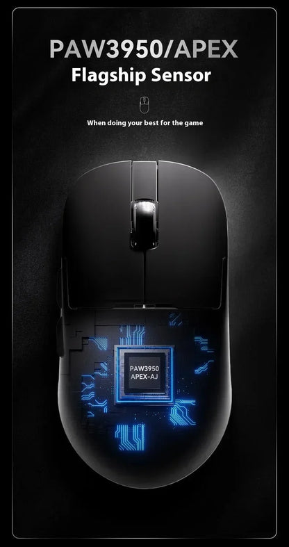 AJAZZ AJ159 APEX Wireless Gaming Mouse, Tri-Mode 8K Gaming Mouse with PAW3950 Sensor, Ultra-Lightweight Low Latency Rechargeable Gaming Mouse with Charging Dock