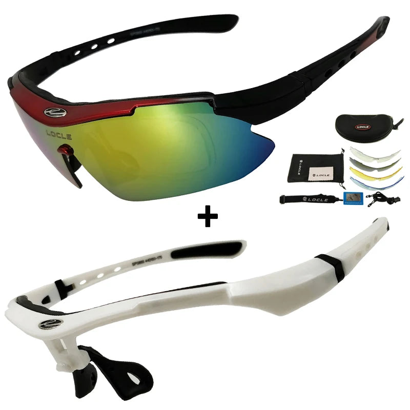 LOCLE Cycling Glasses UV400 Polarized Cycling Sunglasses Men Road MTB Bike Bicycle Glasses Fishing Riding Goggle Cycling Eyewear