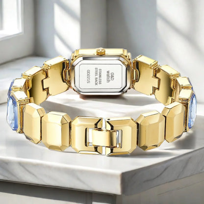 Ladies Wrist Watch Small Golden Square Quartz For Women Bracelet Watches Top Brand Luxury Diamond Fashion Women's Watch 2024