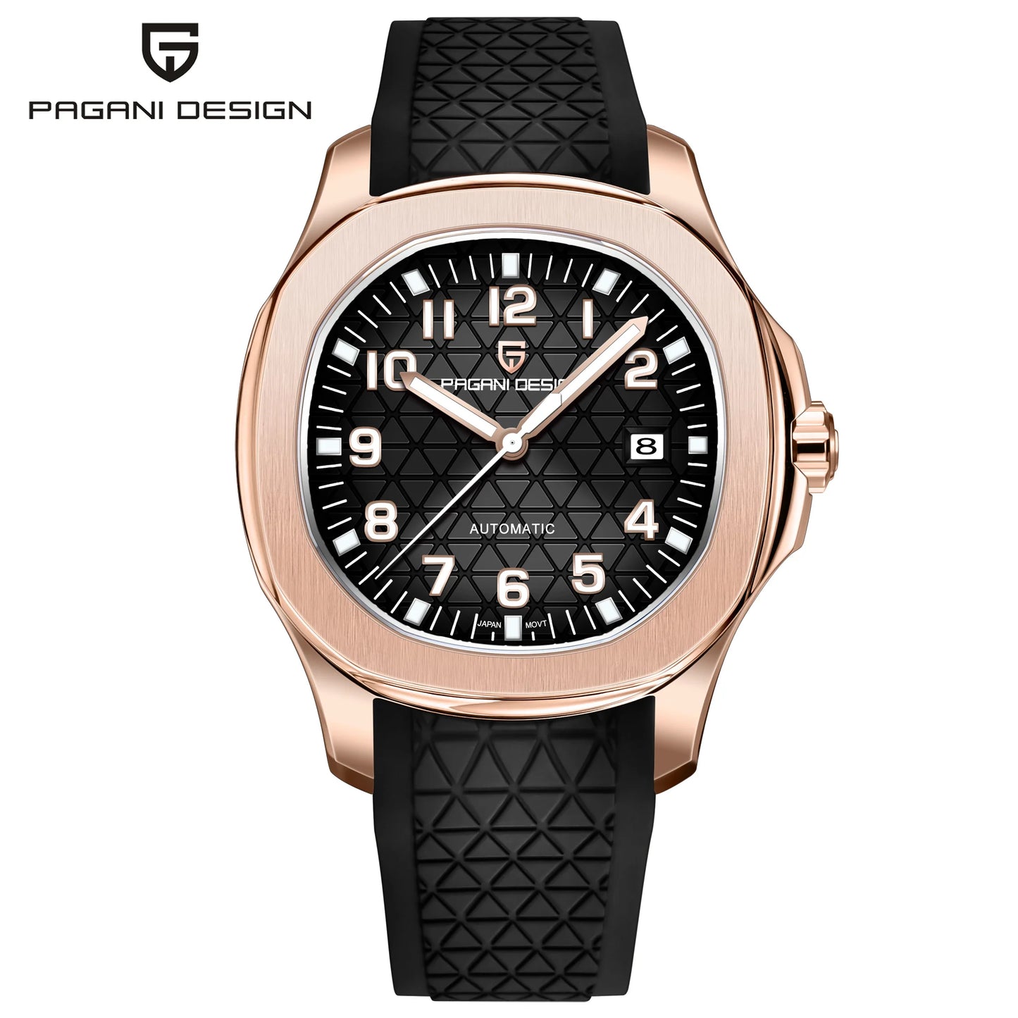 PAGANI DESIGN 2026 New Men's Watches Rose Gold Top Luxury  Automatic Watch For Men Barrel dial Steel Mechanical Wristwatch Men