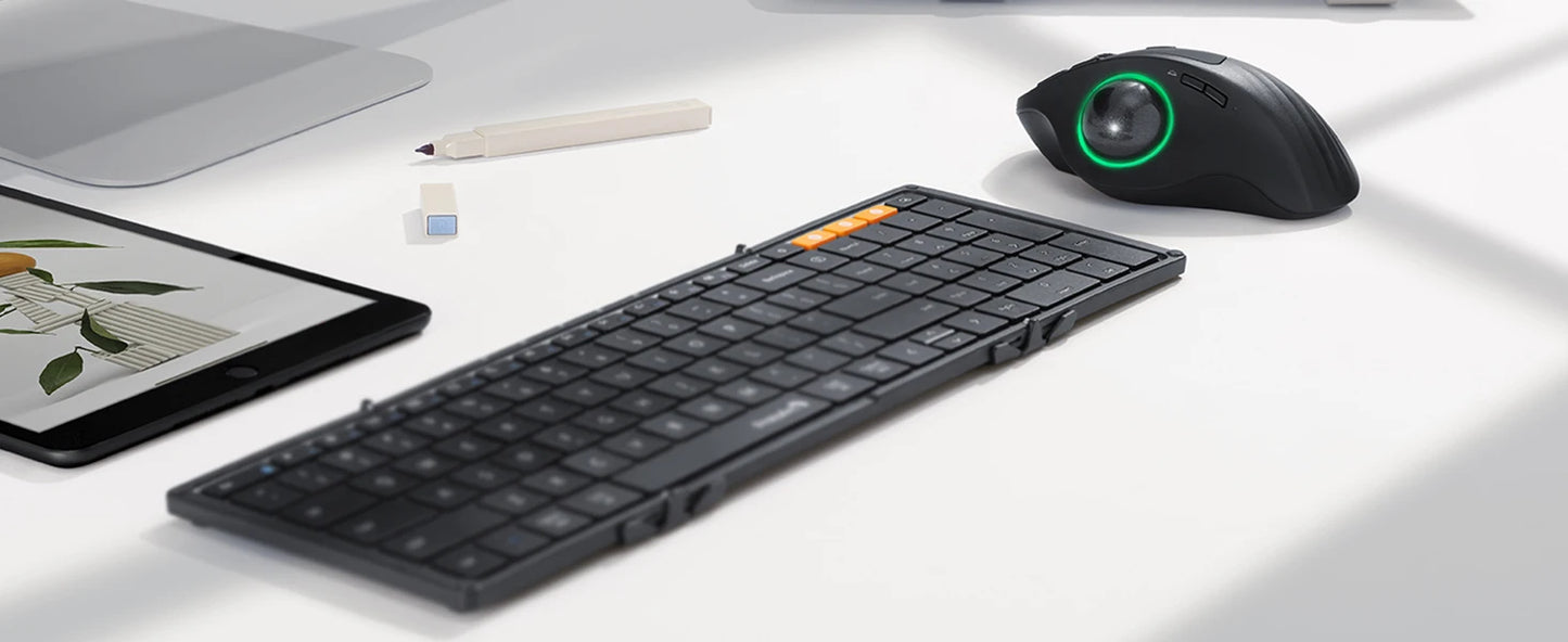 ProtoArc XK01 Bluetooth Wireless Keyboard with Numeric Keypad Foldable Keyboards for iPhone Computer iPad