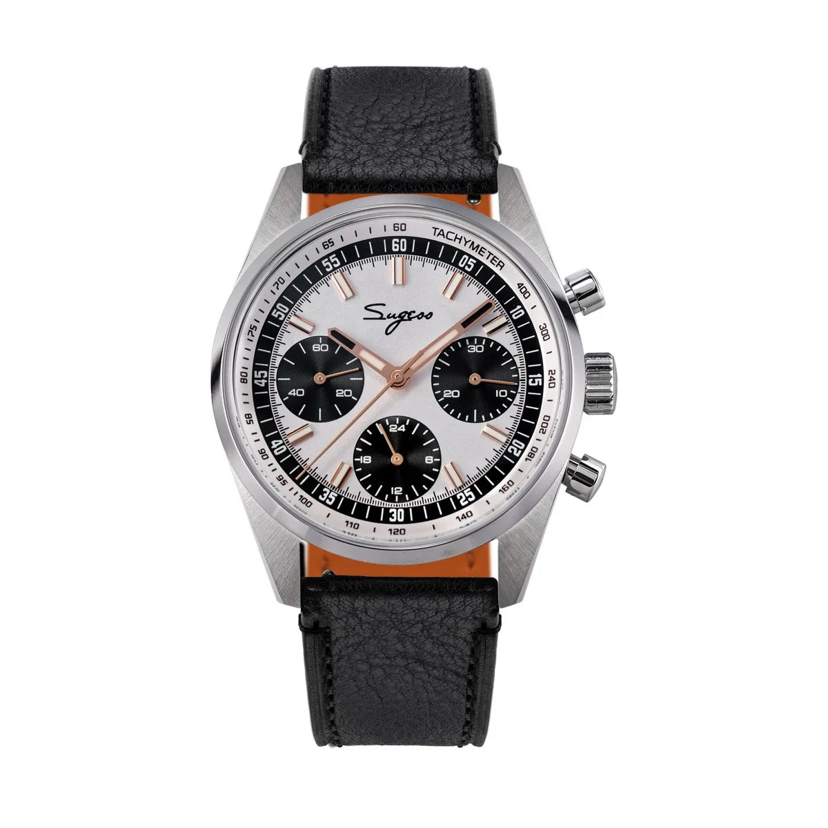 Sugess Mens Watch 38mm Chronograph Mechanical Wristwatches Tianjin Gooseneck Movement Sapphire Crystal Roulette Dial S465 new