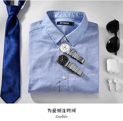 Mens Business Watch Mechanical Movement Multifunction Chronograph Stainless Steel Waterproof Automatic Calendar Sapphire