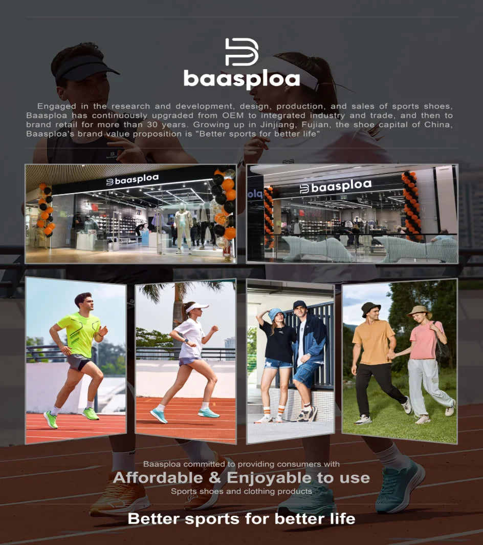 Baasploa Men Running Sneakers Brand Casual Lightweight Designer Mesh Jogging Shoes Male Breathable Lace-Up Sports Walking Shoes