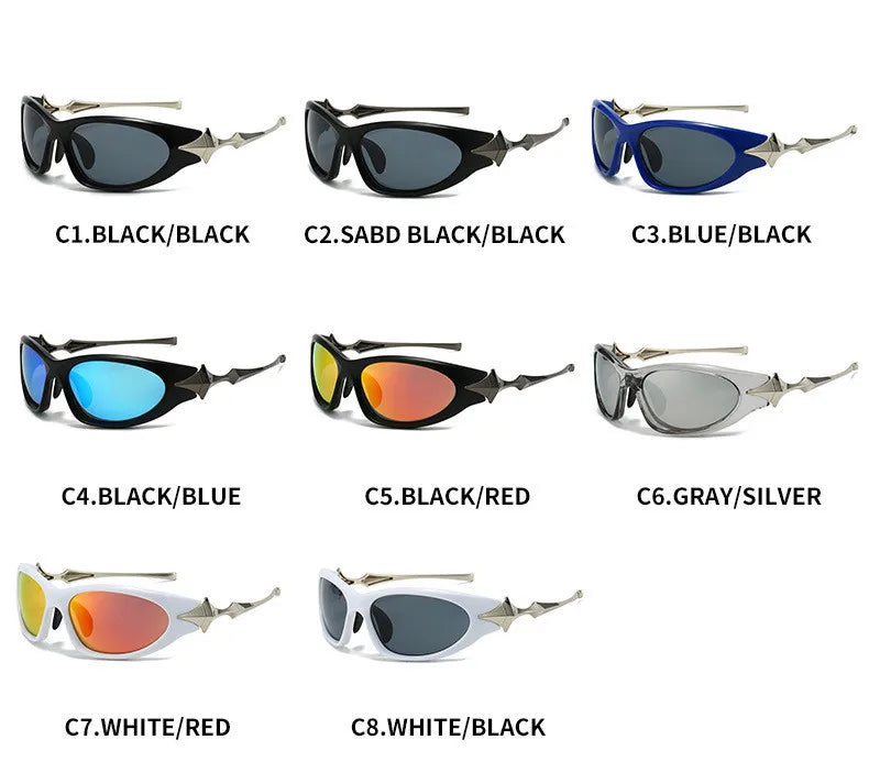 Steampunk Y2k Sport Sunglasses Women 2026 Luxury Men Sun glasses For Female 2000's Futuristic Goggles Eyewear Accessories Lenses