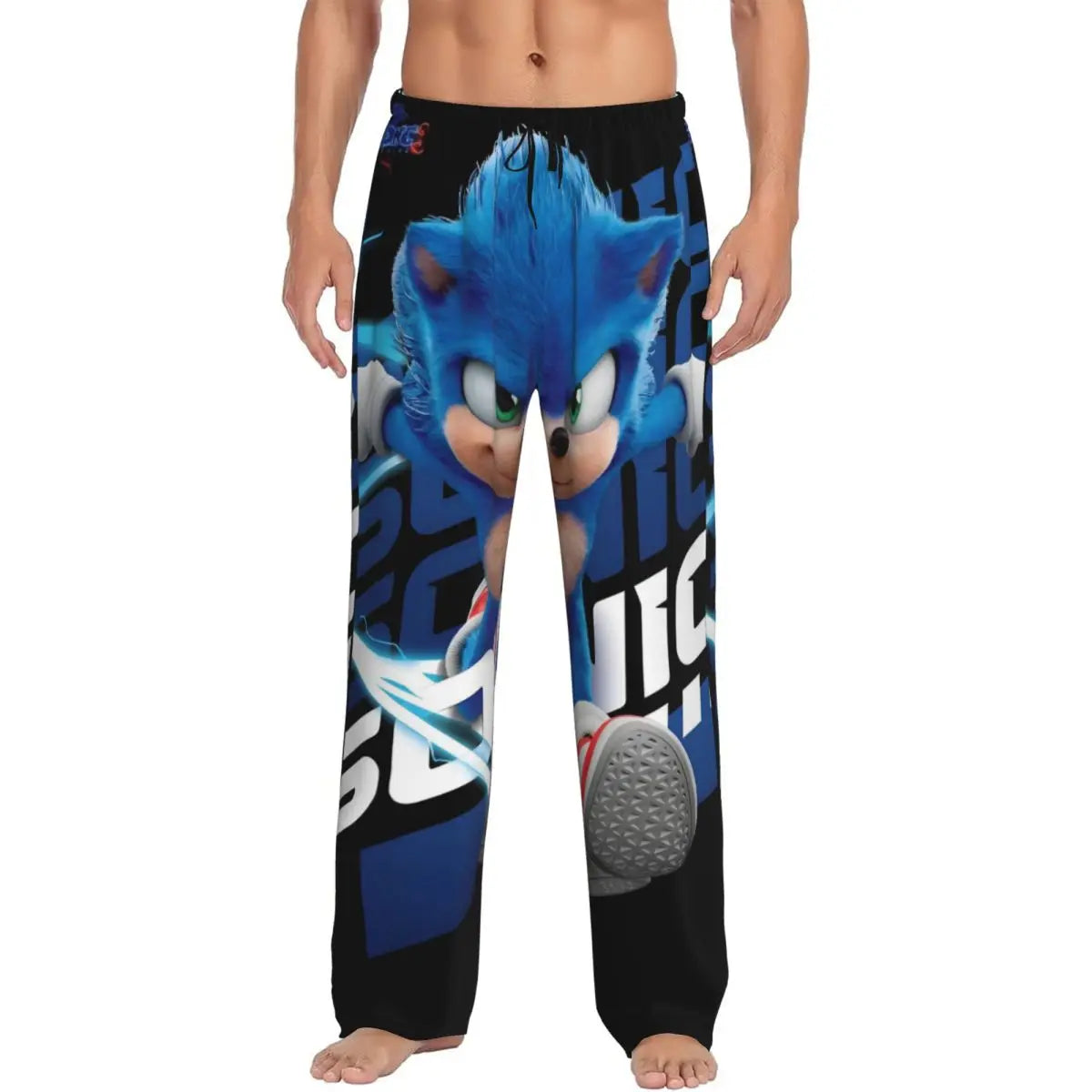 Custom Print Men's Soniced Pajama Pants Hedgehog Game Sleepwear Sleep Lounge Bottoms with Pockets