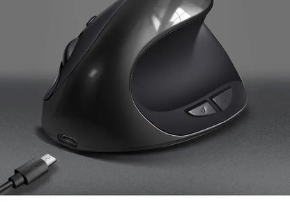 BTS-908 Ergonomic Wireless Mouse, Rechargeable Vertical Wireless Mouse with 2.4GHz USB Receiver, 1600 DPI Adjustable, 6-Button Ergonomic Mouse for Office & Laptop