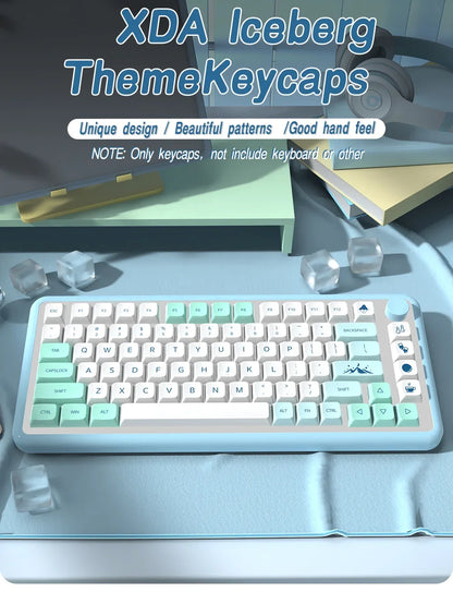 Keycaps Iceberg perfil XDA, brasileiro, coreano, japonês, russo, espanhol e francês, tecla Enter ISO em PBT para teclado mecânico GK61