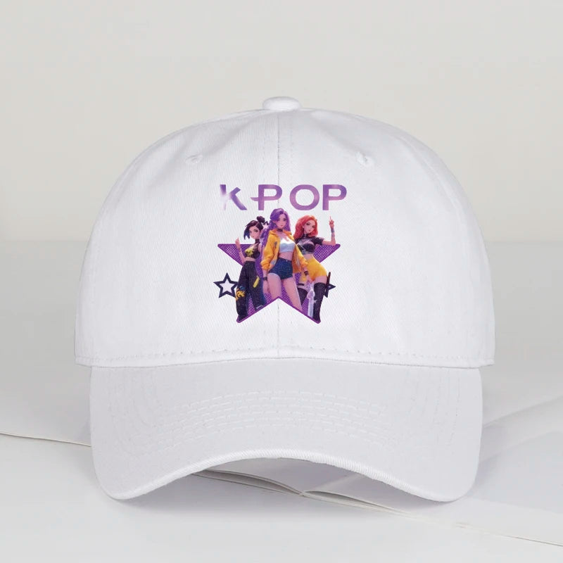K-POP Cartoon Girl Group Star Print Soft-Peak Baseball Cap - Unisex Casual Retro Adjustable Dad Cap - Y2K Sun Hat