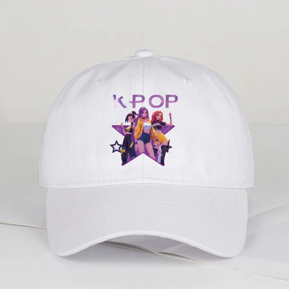 K-POP Cartoon Girl Group Star Print Soft-Peak Baseball Cap - Unisex Casual Retro Adjustable Dad Cap - Y2K Sun Hat