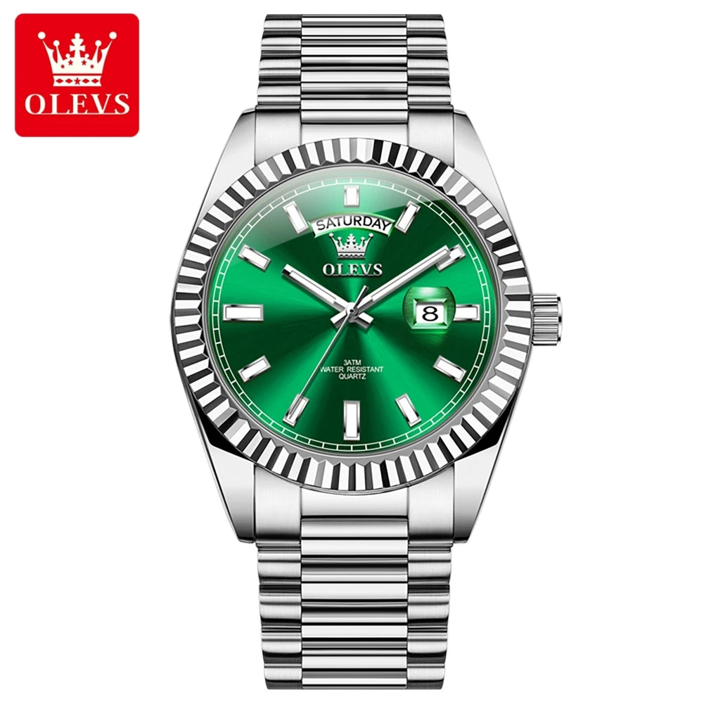 OLEVS Men's Watch Top Brand Luxury Wrist Watch For Men Fashion Rose Gold Stainless Steel Waterproof Watch Day Date Quartz Clock