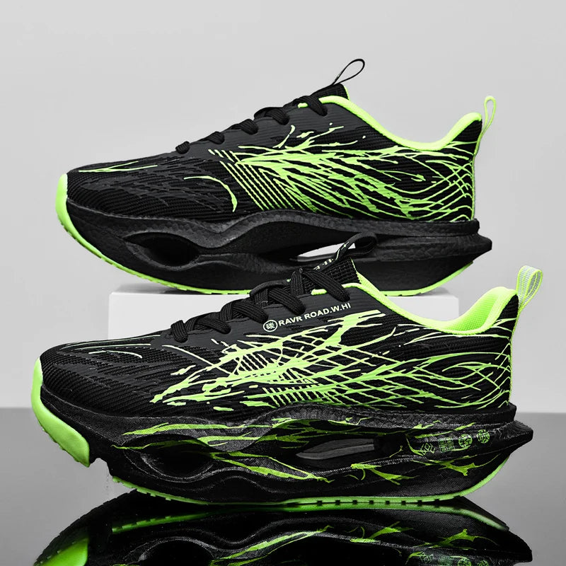 Men Women Ultra Light Carbon Plate Running Shoes Breathable Mesh Upper Soft Midsole Rubber Outsole for Running Training Sneakers