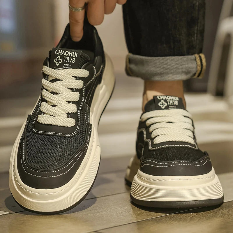 Ultralette, åndbare mesh-sneakers til mænd 2025 – moderigtige fritidssko med tyk sål, behagelige snøresko til daglig gang