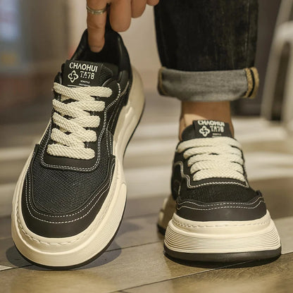 Ultralette, åndbare mesh-sneakers til mænd 2025 – moderigtige fritidssko med tyk sål, behagelige snøresko til daglig gang