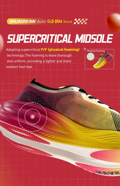 IRUNSVAN Scarpe da running professionali per maratona con piastra in carbonio e nylon, leggere e ammortizzate, sneakers outdoor da allenamento per uomo e donna