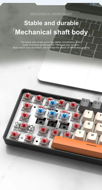 Teclado mecânico gaming com fios APAYADO K61 60% Mini Phantom RGB, 61 teclas, switches vermelhos/azuis, ergonómico, portátil para PC/portátil