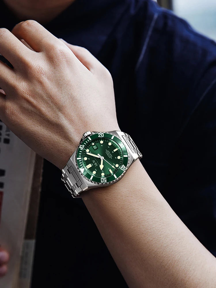 IW Luxury Brand Automatic Mechanical Sports Diving Watch Red Blue Bezel Steel Sapphire Luxury Men's Watches 300M Waterproof