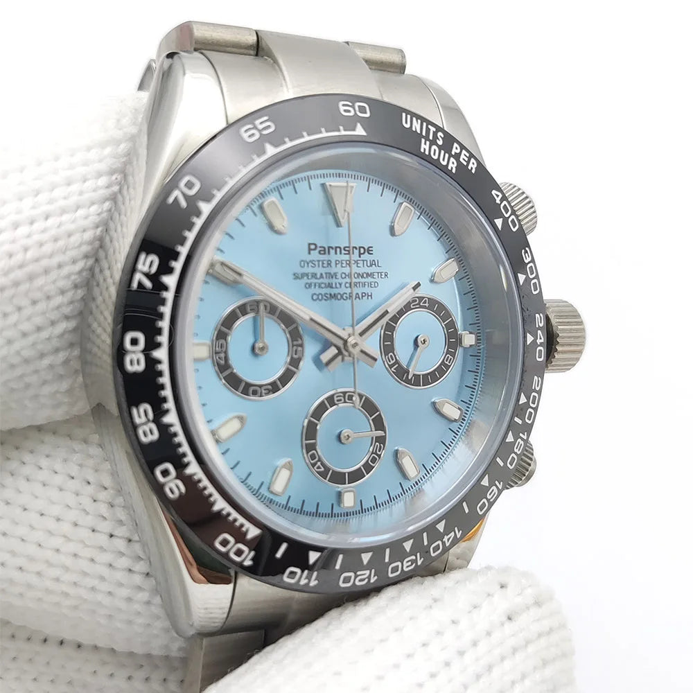 39mm Watch Quartz for Men Luxury Chronograph Fashion Sapphire Trendy Stylish Sports Mens Steel Band Wrist Watches