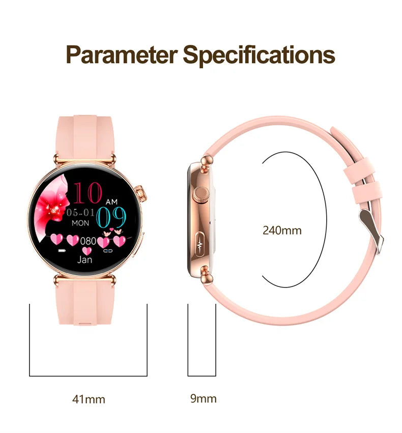 New 1.32inch Smart Watch For Women Health ECG Health Lady Watches Full Touch Screen Call Custom Dial Diamond Strap Smartwatch