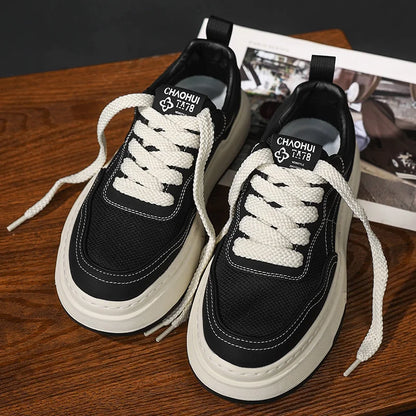 Ultralette, åndbare mesh-sneakers til mænd 2025 – moderigtige fritidssko med tyk sål, behagelige snøresko til daglig gang