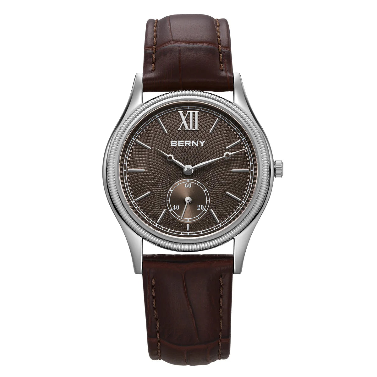 BERNY Men's Watches Slim Luxury Classic Stylish Dress Quartz Watch Fashion Elegance Leather Band Wristwatch