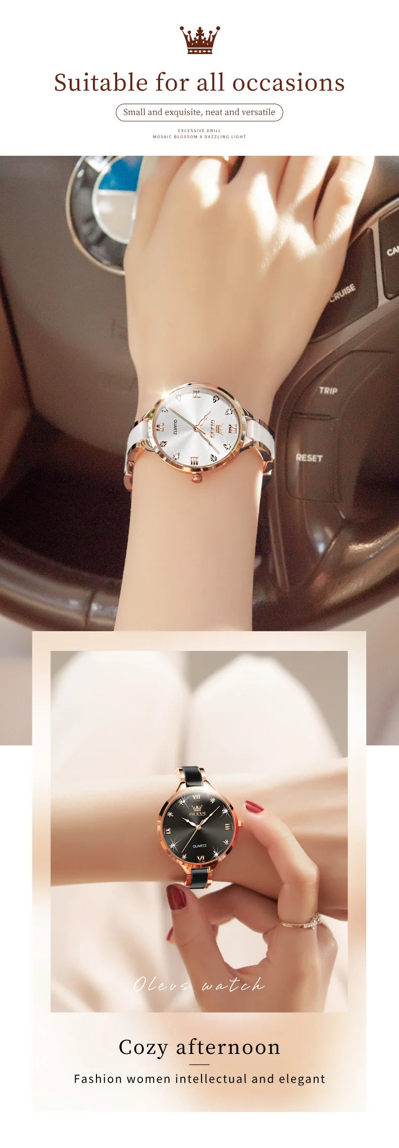 OLEVS 5872 Luxury Women's Watches Elegant Fashion Ceramic strip Waterproof Japan Imports Quartz Watch Dress Lady Watch Simple