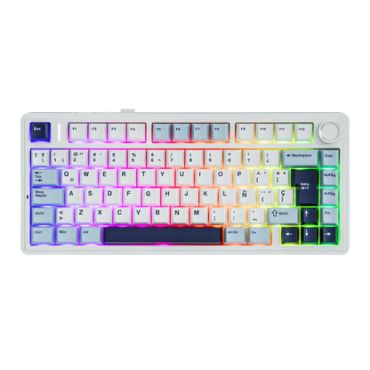 EPOMAKER AULA F75 ISO-ES 75% Spanish QWERTY Hot-Swap Gasket-Mounted Wired/Bluetooth/2.4GHz Wireless Mechanical Gaming Keyboard RGB Backlight