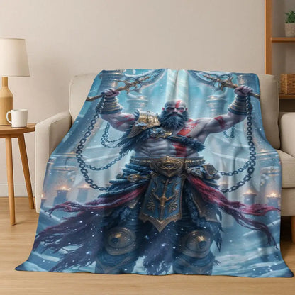 Classics God of War Kratos 3A Game Gamer Flannel Blanket,Warm and Cozy Soft Throw Blanket for Home Bedroom Bed Sofa Kid Gift