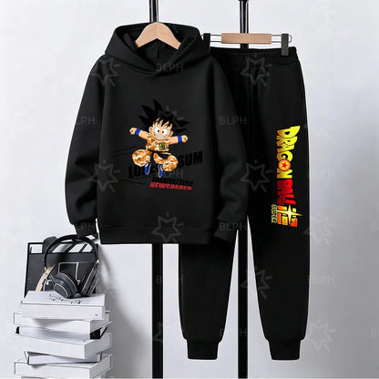 Kids Dragon Ball Camo Goku Printed Hoodie Set Casual Loose Comfortable Long Sleeve Sweatshirt Pants 2 Piece Outfits for Boys, Produit gaming premium Fraquane