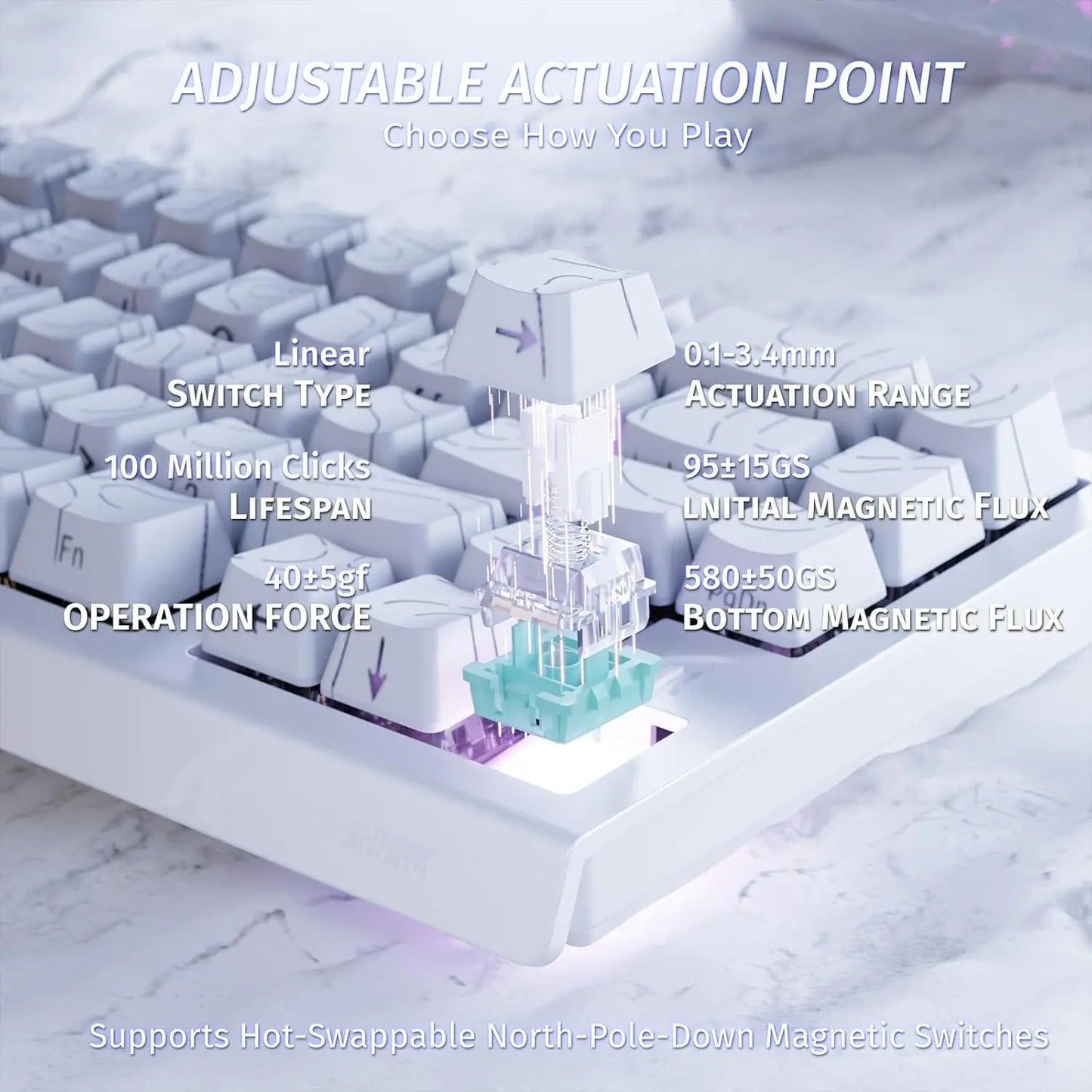 ATTACK SHARK X68 HE Teclado gaming mecânico Rapid Trigger 60% com fios, atuação ajustável, interruptores magnéticos Hall Effect, 8KH