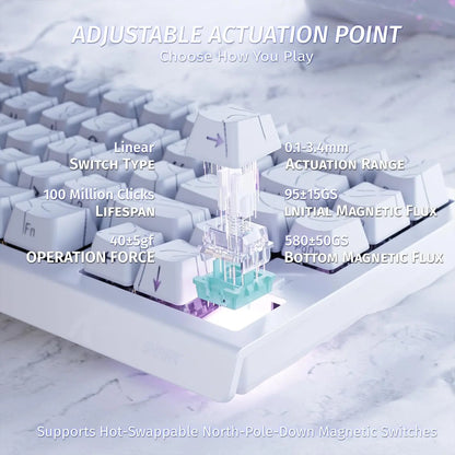 ATTACK SHARK X68 HE Teclado gaming mecânico Rapid Trigger 60% com fios, atuação ajustável, interruptores magnéticos Hall Effect, 8KH