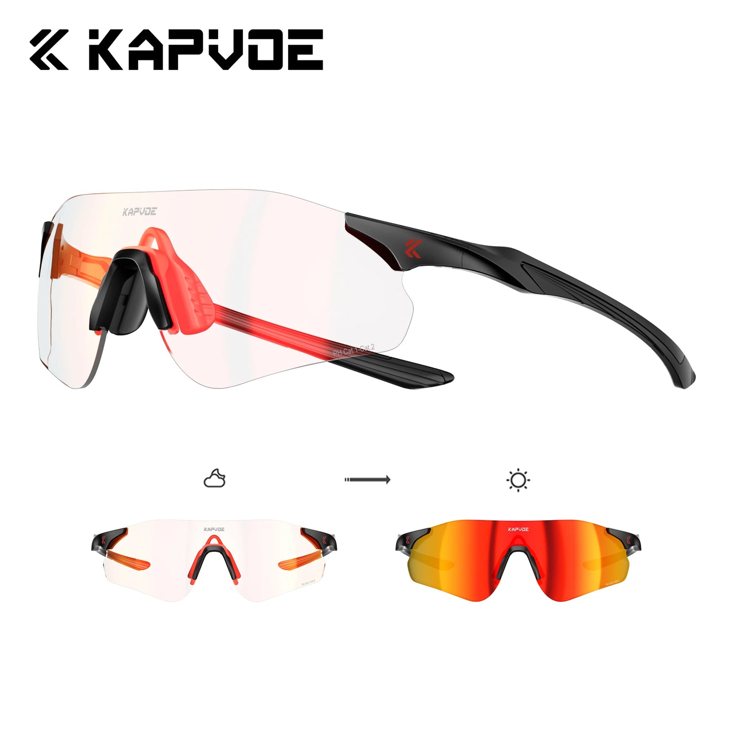 Kapvoe New Outdoor Running Cycling Glasses Bike Photochromic Sunglasses Women Eyewear Men Sports Marathon Bicycle UV400 Goggles