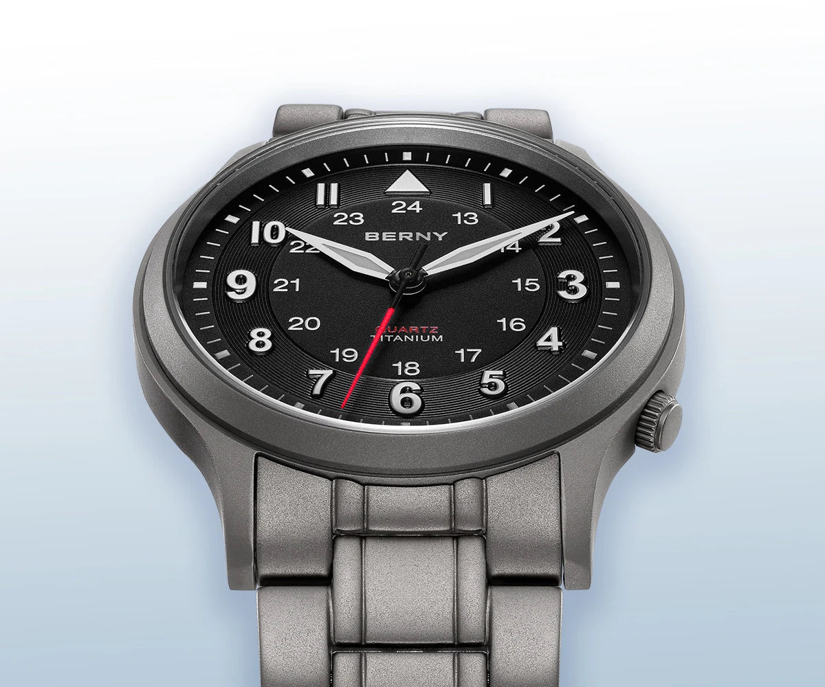 BERNY Full Titanium Watches for Men Outdoor Quartz Men's Field Wristwatch VH31 Super Luminous Sapphire Easy Read Watch