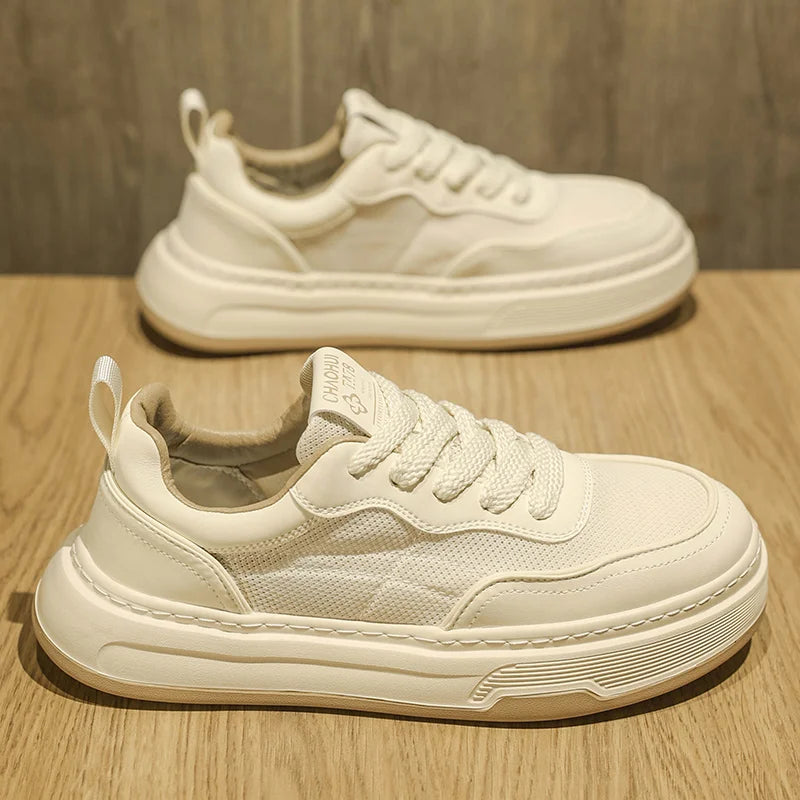 Ultralette, åndbare mesh-sneakers til mænd 2025 – moderigtige fritidssko med tyk sål, behagelige snøresko til daglig gang