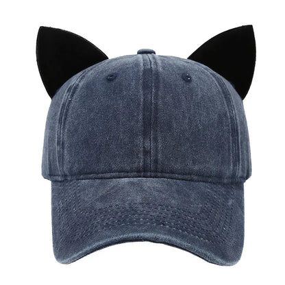 Cute cat ears baseball cap women summer soft top caps student couple personalized hat men hip hop streetwear